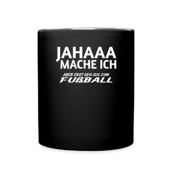 Fußballzubehör Geschenkidee Fußballfan - Tasse einfarbig - Schwarz - Vorne