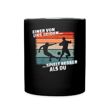 Fußballzubehör Geschenkidee Fußballfan - Tasse einfarbig - Schwarz - Vorne