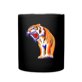 Säbelzahntiger Gefährlich - Tasse einfarbig - Schwarz - Vorne