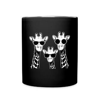 Famille de girafes avec lunettes de soleil - Girafe - Mug uni - noir - Devant