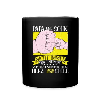 Papa und Sohn - Tasse einfarbig - Schwarz - Vorne