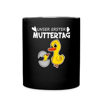 Muttertag - erster Muttertag Geschenk - Tasse einfarbig - Schwarz - Vorne