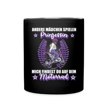 Motorrad Motorradfahrerin Bikerin Motorradtour - Tasse einfarbig - Schwarz - Vorne