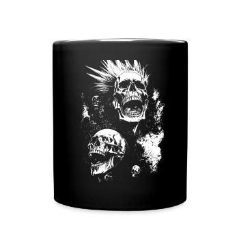 Anarchy Fan Schädel mit Irokesenschnitt Verrückt Asozial Pu - Tasse einfarbig - Schwarz - Vorne