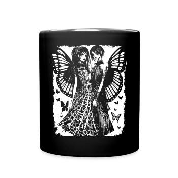 Anarchy Fan Schädel mit Irokesenschnitt Verrückt Asozial Pu - Tasse einfarbig - Schwarz - Vorne