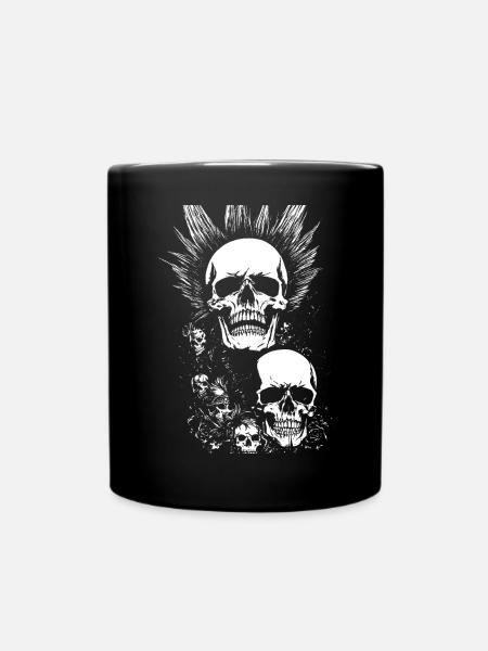 Anarchy Fan Skull avec Mohawk Crazy Antisocial Pu - Mug uni - noir