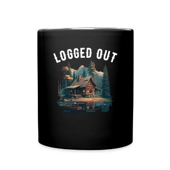 Logged Out camping Cabin Mountain Logged Out - Full Colour Mug - black - Front