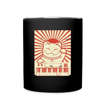Modular Cat Japanese Analog Synthesizer Cat - Full Colour Mug - black - Front