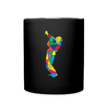 Low Poly Polygon Trumpet - Full Colour Mug - black - Front