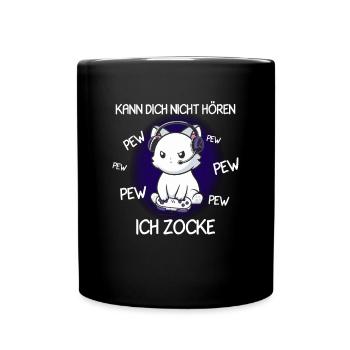 Kann Dich Nicht Hören Ich Zocke Gamer Katze - Tasse einfarbig - Schwarz - Vorne