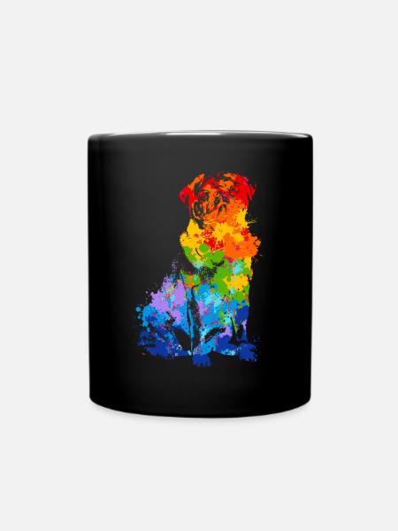 Mops Splash Art Hund - Tasse einfarbig - Schwarz
