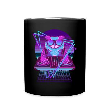 Vaporwave Eule DJ Pult Eule - Tasse einfarbig - Schwarz - Vorne