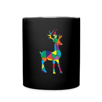 Low Poly Deer Géométrie Polygone Cerf - Mug uni - noir - Devant