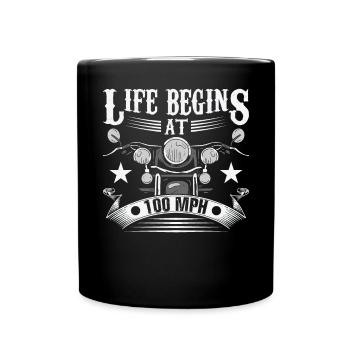 La vie commence à 100 MPH - Mug uni - noir - Devant