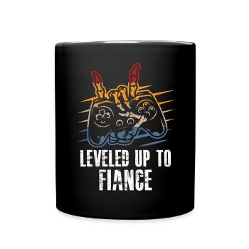 Leveled Up To Fiance Newly Engaged Couple - Tasse einfarbig - Schwarz - Vorne