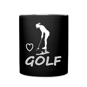 Ich liebe golfspielen Golfspielerin Golfplatz gift - Tasse einfarbig - Schwarz - Vorne