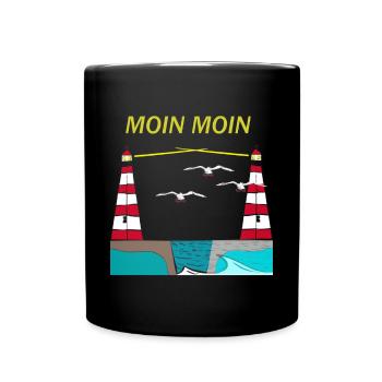 Nordsee Moin Leuchtturm - Tasse einfarbig - Schwarz - Vorne