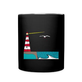North Sea Island Seagull Lighthouse - Full Colour Mug - black - Front
