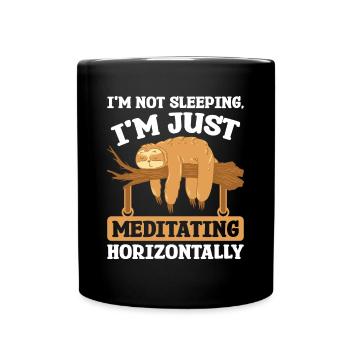 Sleeping Meditation horizontally Sloth - Full Colour Mug - black - Front