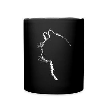 Frauen mit Katze | Lustige Katze für Frauen - Tasse einfarbig - Schwarz - Vorne