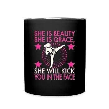 Karate Taekwondo Mädchen Frauen Karate Kicktaekwondo c - Tasse einfarbig - Schwarz - Vorne