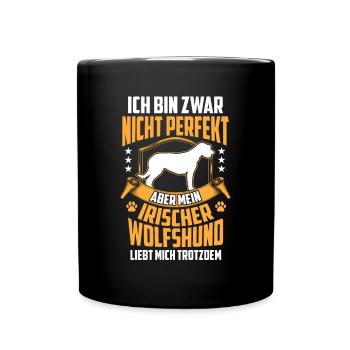 Mein Irischer Wolfshund liebt mich Irish Wolfhound - Tasse einfarbig - Schwarz - Vorne