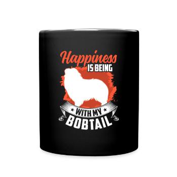 Bobtail makes you happy Old English Shepherd - Full Colour Mug - black - Front
