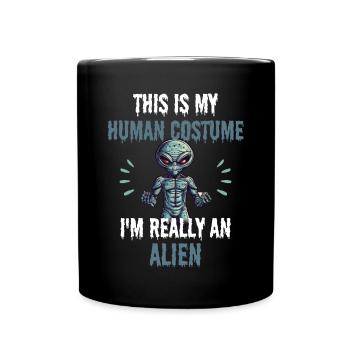Funny gift for a costume party UFO Alien - Full Colour Mug - black - Front
