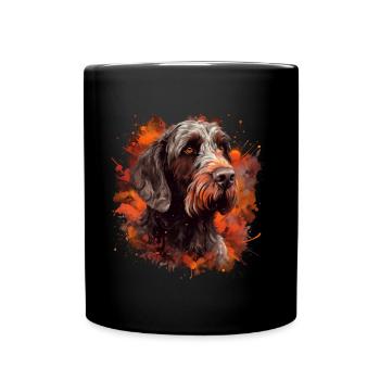 Deutsch-Drahthaar - Tasse einfarbig - Schwarz - Vorne