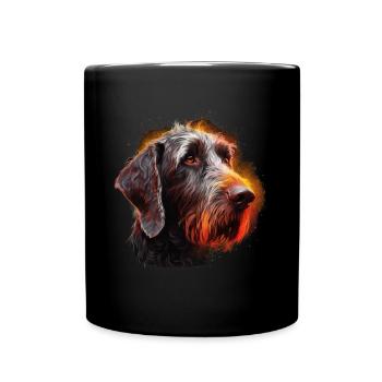 Deutsch-Drahthaar - Tasse einfarbig - Schwarz - Vorne