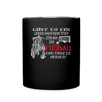 Fußballzubehör Geschenkidee Fußballfan - Tasse einfarbig - Schwarz - Vorne