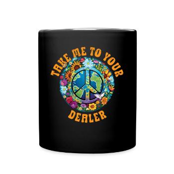 Hippie Peace Sign Peace Flowers Flower Child - Full Colour Mug - black - Front