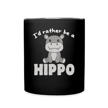 Ich wäre lieber eine Flusspferd - süße Flusspferd - Tasse einfarbig - Schwarz - Vorne