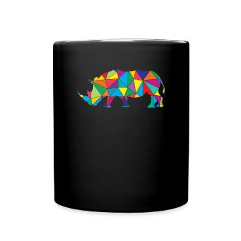Low Poly Rhinozeros Geometrie Rhinozeros - Tasse einfarbig - Schwarz - Vorne