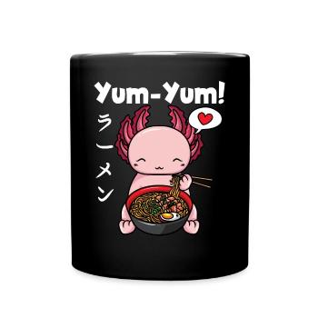 Yum Yum Japan Anime Ramen Noodle Axolotl - Full Colour Mug - black - Front