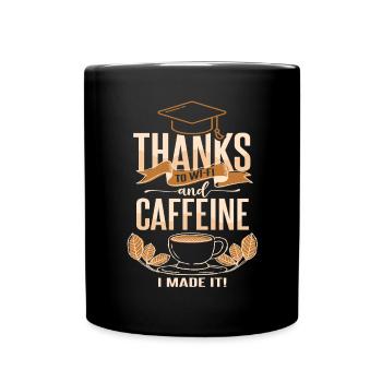 Dank Koffein und Wi-Fi-Abschluss - Tasse einfarbig - Schwarz - Vorne