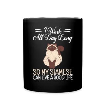 Siamesische Katze Geschenke - Tasse einfarbig - Schwarz - Vorne