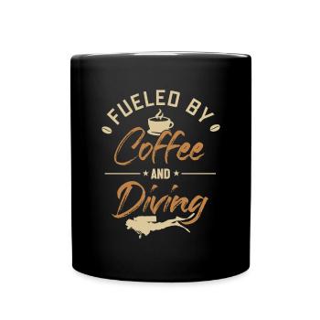 Fueled by Coffee and Diving Diving Mask Scuba - Full Colour Mug - black - Front
