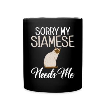 Siamesische Katze Geschenke - Tasse einfarbig - Schwarz - Vorne