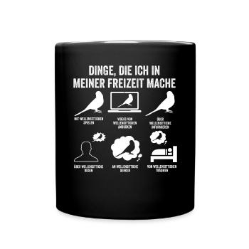 Vogel Sittch Wellensittich - Tasse einfarbig - Schwarz - Vorne