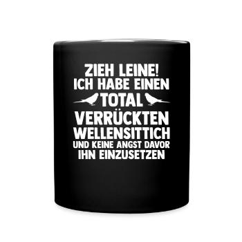 Vogel Sittch Wellensittich - Tasse einfarbig - Schwarz - Vorne