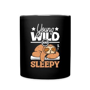Young wild and sleepy sloth - Full Colour Mug - black - Front