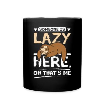 Someone is lazy here Sloth - Full Colour Mug - black - Front