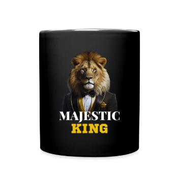 Löwe im Anzug- The Majestic King - Tasse einfarbig - Schwarz - Vorne