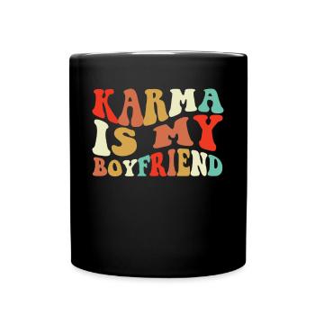 Karma ist mein Freund - Tasse einfarbig - Schwarz - Vorne