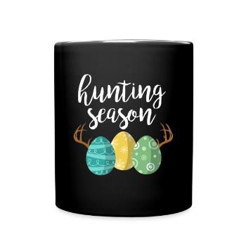 Hunting Season - Cute Bunny Funny Eastereaster hol - Full Colour Mug - black - Front