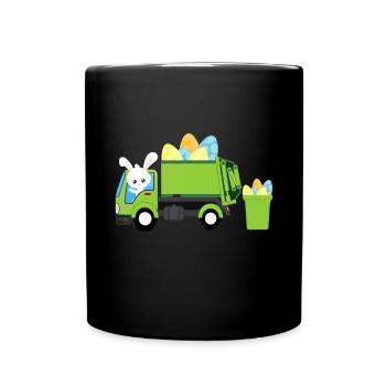 Müllwagen Osterhase Eiersuche Kleinkind Kinder B - Tasse einfarbig - Schwarz - Vorne