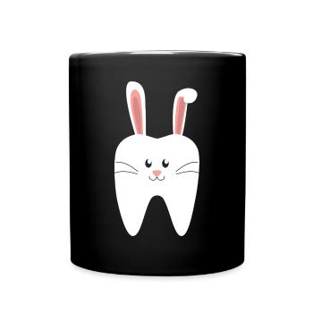 Zahnarzt Ostern Zahnarzthelferin Zahn - Tasse einfarbig - Schwarz - Vorne