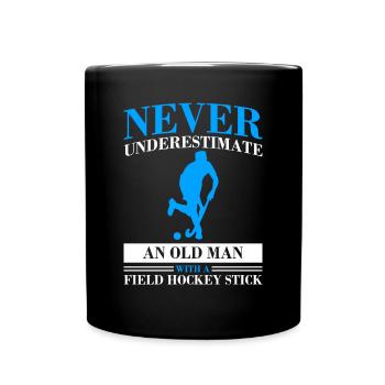 An Old Man With A Field Hockey Stick Goalkeeper Sp - Full Colour Mug - black - Front