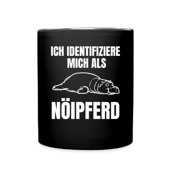 Gelangweiltes Nilpferd / Nölpferd / Keinen Bock - Tasse einfarbig - Schwarz - Vorne